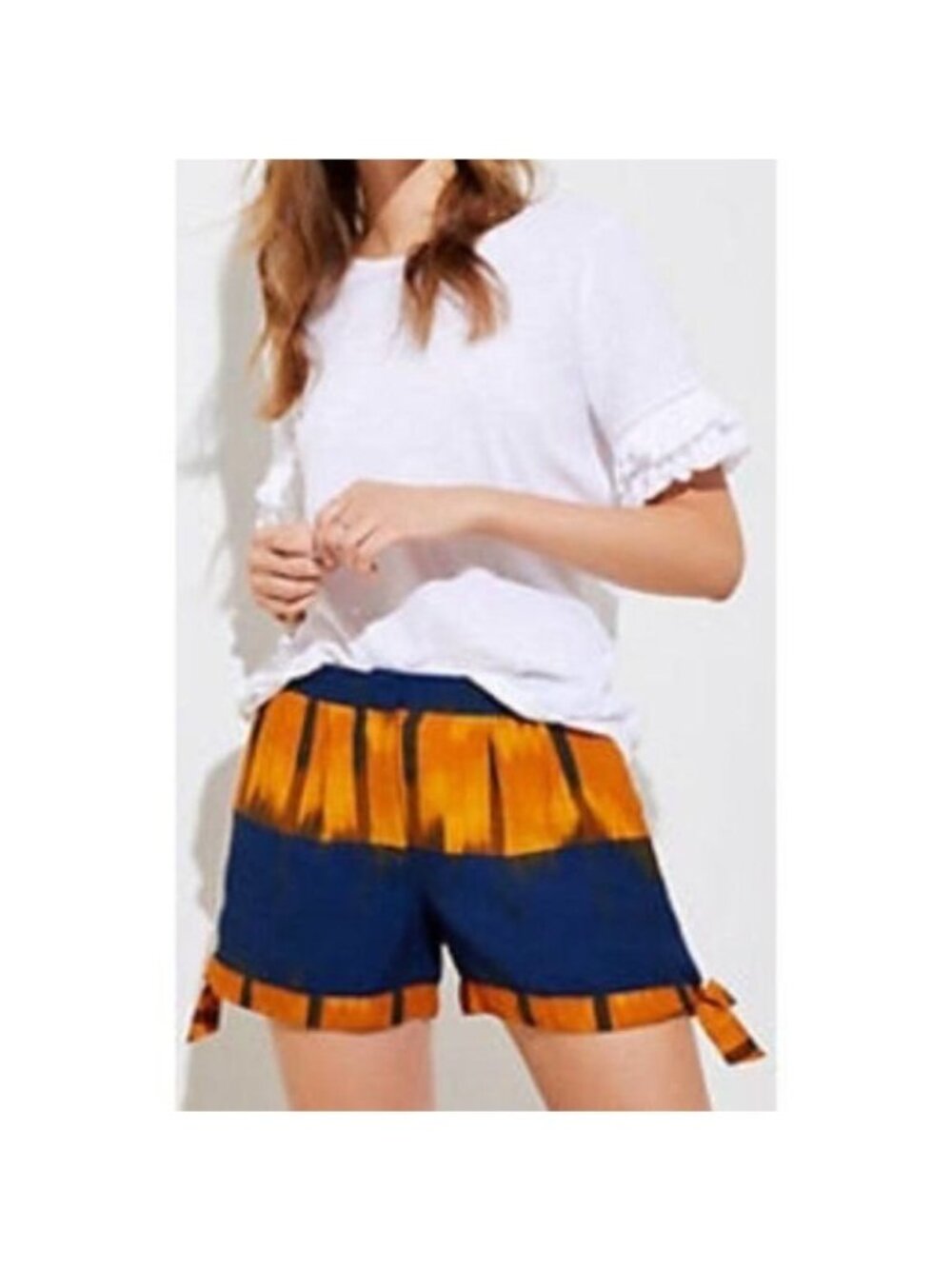Loft Ombre Yellow Plaid Tie Shorts Mid-Rise